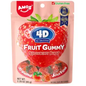 AMOS 4D GUMMY JUICY BURST STRAWBERRY FRUIT 24x65g