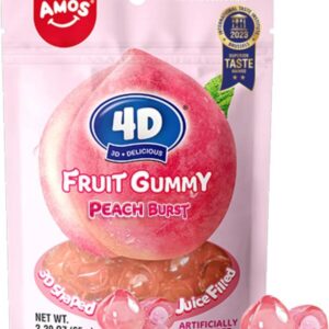AMOS 4D GUMMY JUICY BURST PEACH FRUIT 24x65g