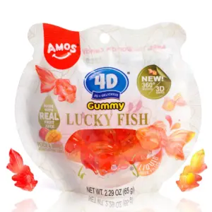Amos 4D Gummy Lucky Fish - Peach & Mango 12x60g