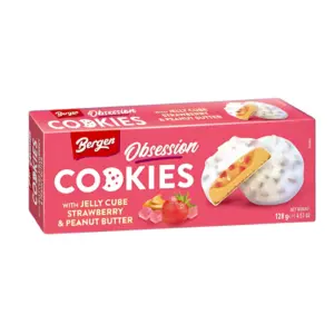 Bergen Cookies Jelly Cube Strawberry & Peanut Butter 18 x 128gr