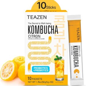 TEAZEN Kombucha Lemon Tasty & Fizzy Healthy Tea (Sugar Free) 10 x 5g