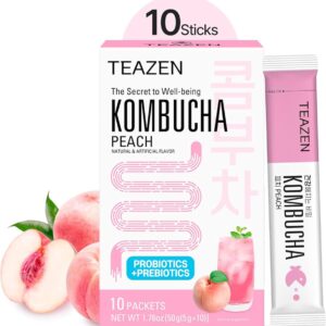 TEAZEN Peach Kombucha Tasty & Fizzy Healthy Tea (Sugar Free) 10 x 5g