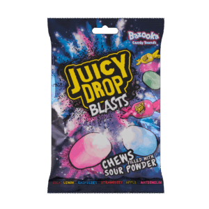 Bazooka Juicy Drop Blasts Chews Filled with Sour Powder (12 X 120G)