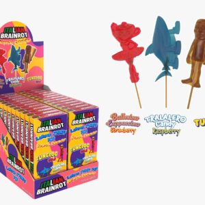 Italian Brainrot Lollipop Candy surprise 24x25g ( Strawberry / Raspberry /Cola)