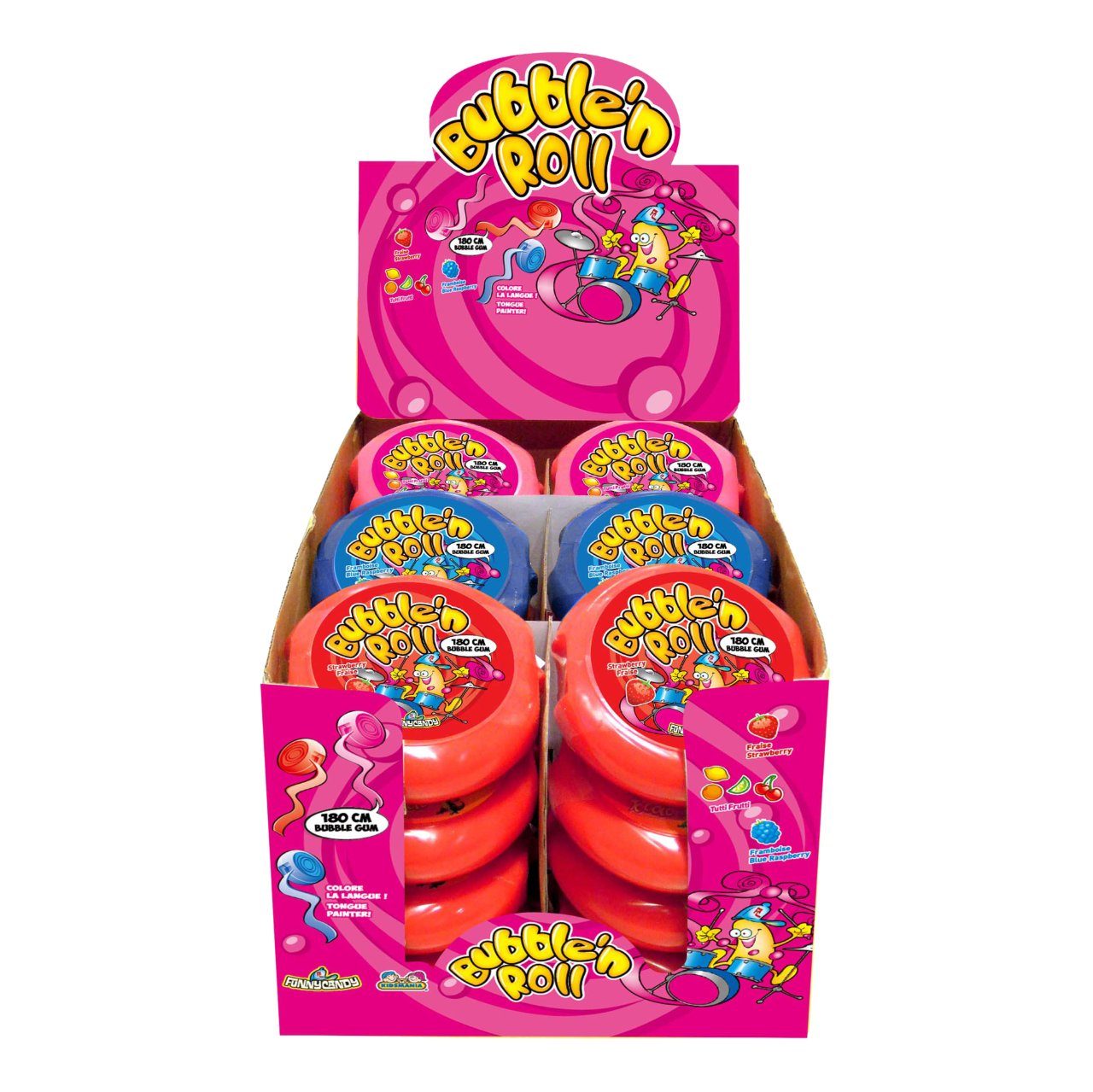 large 1 Funny Candy Bubble'n roll tongue painter bubblegum 24 x 58 grams