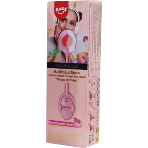 TastySounds Lollipop Honig-Pfirsich-Geschmack mit Musik Happy Birthday 12x12g