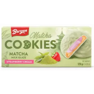 Bergen obsession Matcha Cookies with Strawberry Cream 27 x 128g