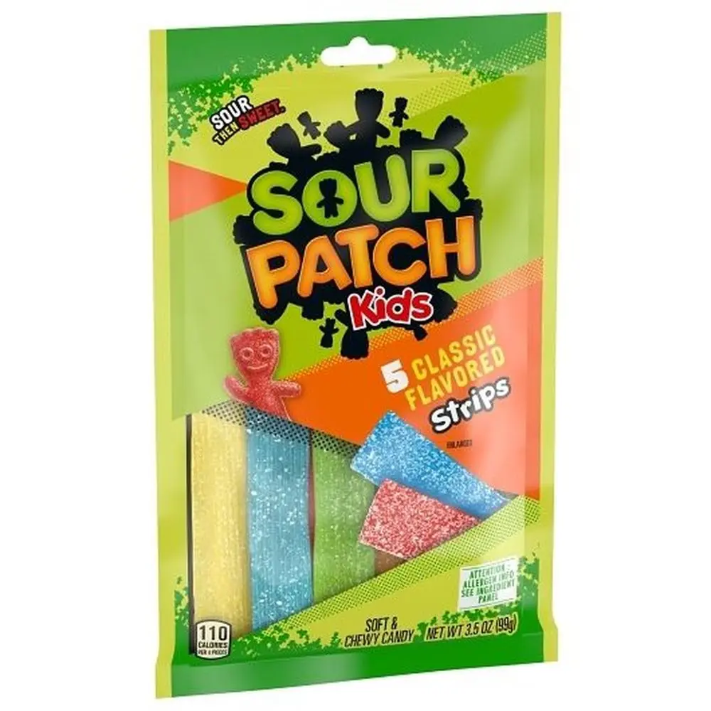 10070462015512 4 SOUR PATCH KIDS ASSORTED SOFT CANDY STRIPS BAG 3.5oz 12