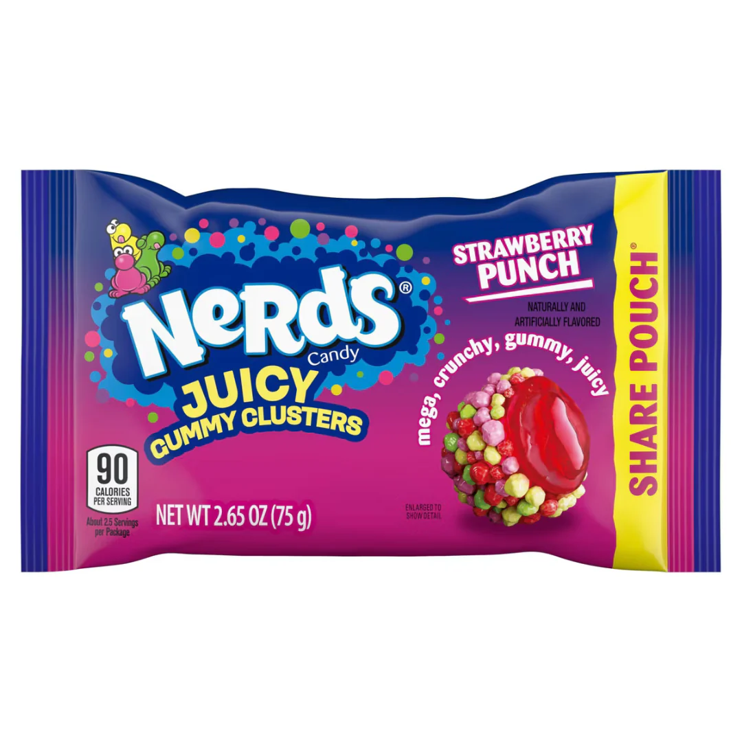 32060 1 NERDS JUICY GUMMY CLUSTERS, STRAWBERRY PUNCH 12CT 2.65oz