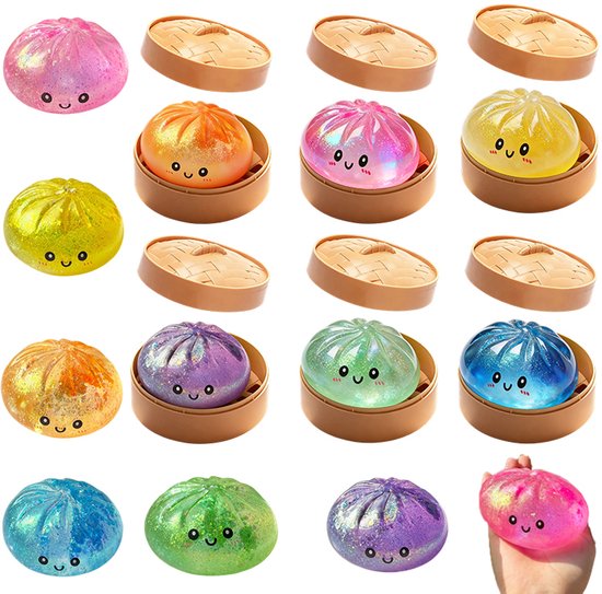 Dumpling Squishy Glitter Fidget toy Anti-stress 12 Pcs Display Mix Colors