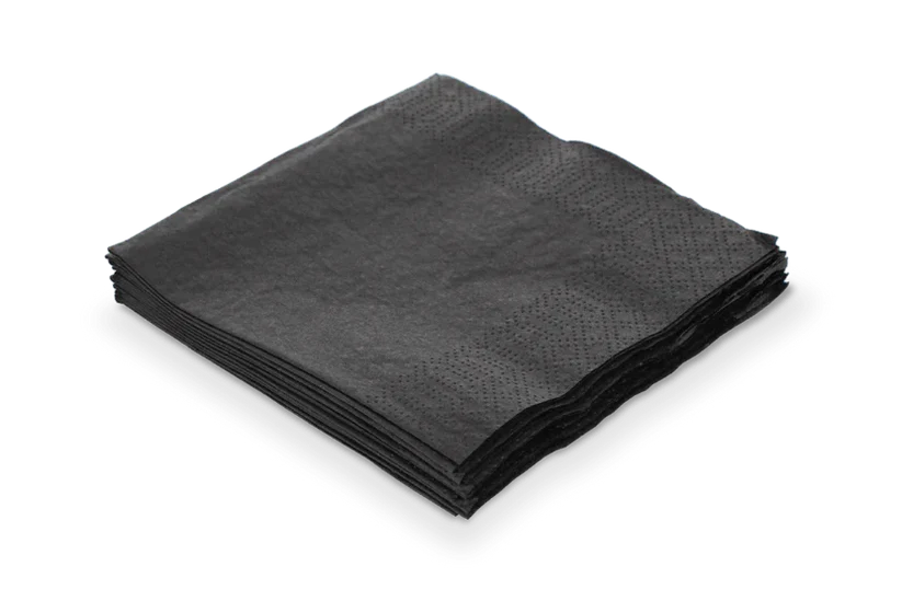 9987612 servet 2 laags 1 4 vouw 40x40cm papier zwart bio 72492570706305 Servetten 2 laags 33x33cm zwart 20x100 2000 stuks