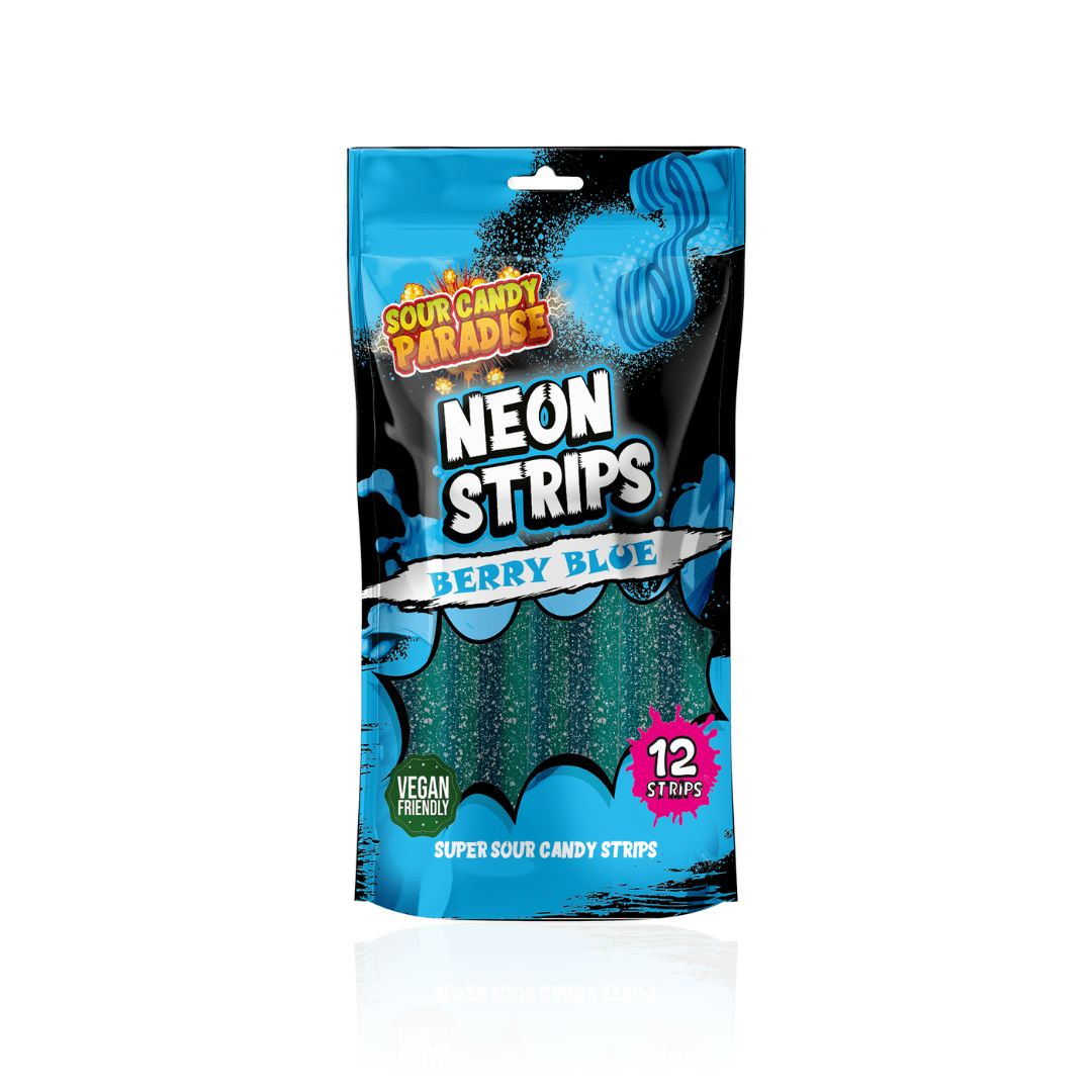 candy paradise neon strips berry blue 12x130g 55563 p Saures Bonbon Paradies Neonbeere Blau 12x130g (Halal)