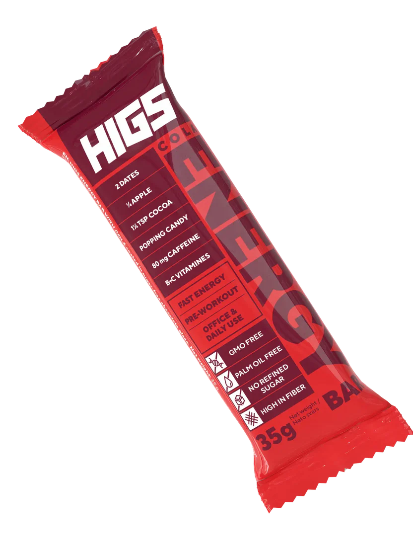 higs cola energy HIGS energy bar with chocolate cover Cola 30x35g