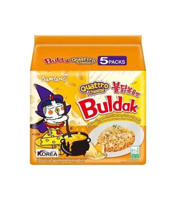 samyang buldak cheese ramen 5 x 140g 600x668 1 Samyang Buldak Quattro Cheese Ramen (40 x 145g) (Halal)
