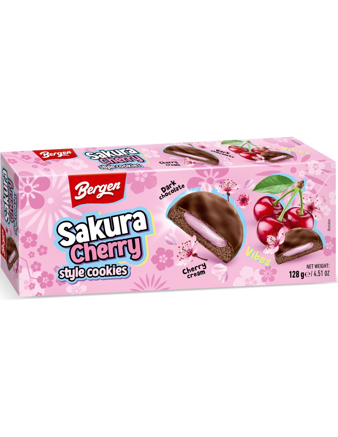 bergen sakura cherry cookies 128g 1 Bergen Sakura Cherry cookies 27x128gr