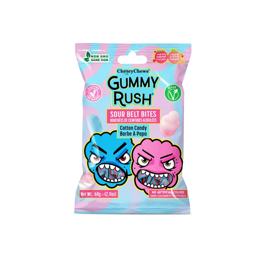 Cotton Candy Gummy Rush Sour Belt Bites Cotton Candy 12x60g