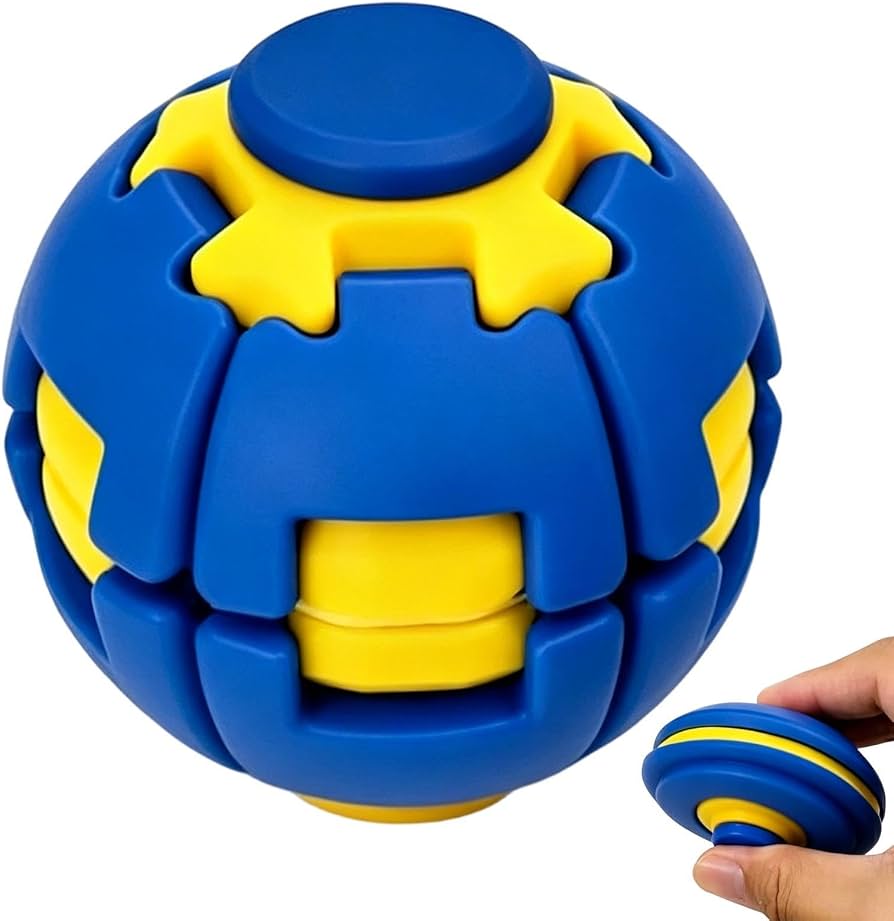 61m6V9kn1rL. AC UF8941000 QL80 Press to Spin Fidget Ball Mix Colour ( Stress Relief ) 12 pcs Display