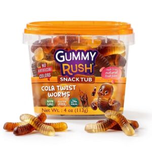 Gummy Rush Snack Tubs cola Twist Worms 12x113g (Halal)