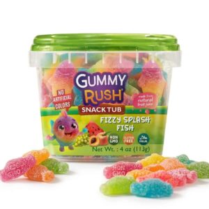 Gummy Rush Snack Tubs fizzy Splash Fish 12x113g (Halal)