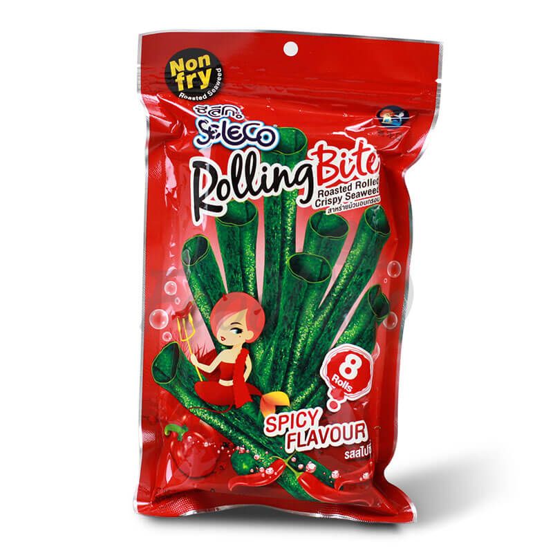 rolling bite riasy snack pikantny seleco 28g 1841 Roasted Seaweed Snack Rolling Bite Spicy Seleco 6x28g